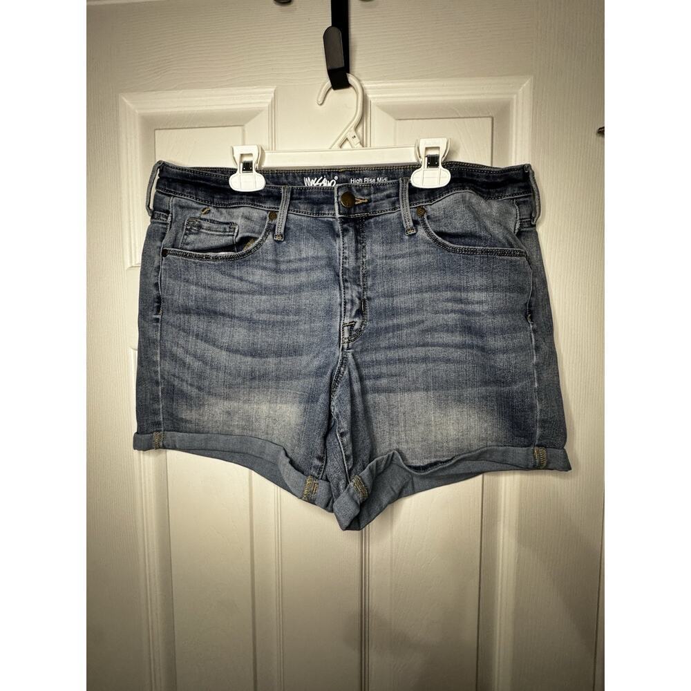 5/$25 Mossimo Size 14 Women's High Rise Midi Denim Jean Shorts Roll Cuff